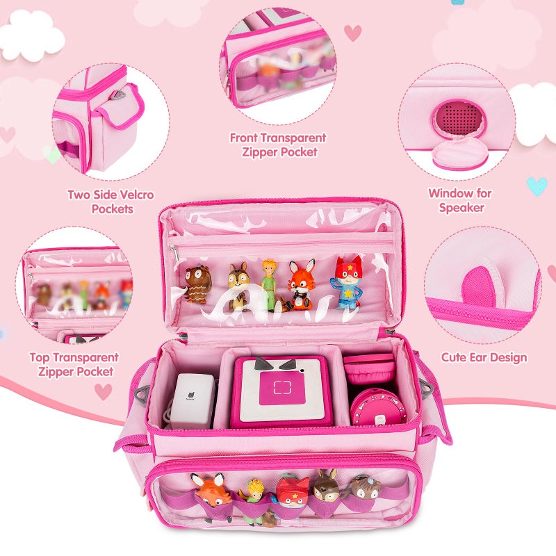 Jaffzora Carrying Case Compatible with Toniebox Starter Set,Cute Storage Bag for Tonies Figures Characters,Tonies Headphones & Accessories, Pink(Bag Only) - Image 2